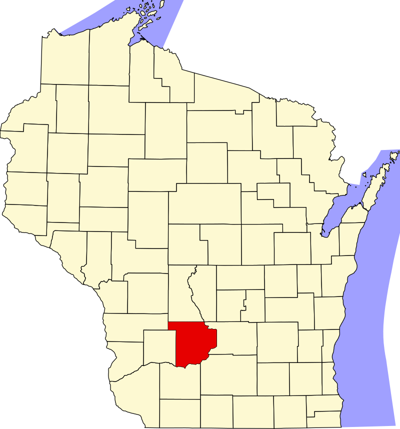 Map of Sauk County highlighting Reedsburg, Baraboo and Wisconsin Dells